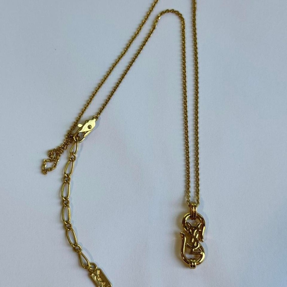 YSL Yves Saint Laurent Necklace Gold 20" With Extension - Picture 3 of 5